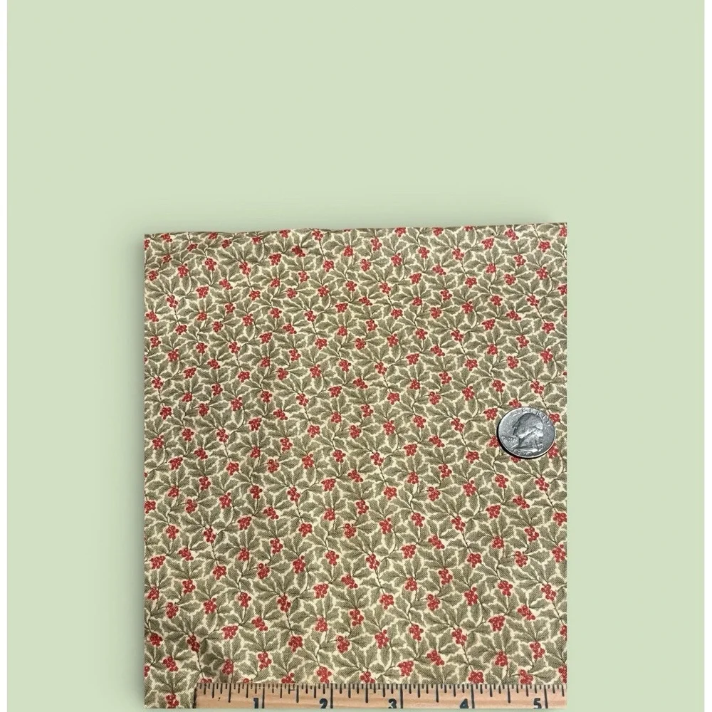 Fabric Quilt Craft Cotton‎ Peace On Earth Moda Pattern 3925 Green Leaves Berries